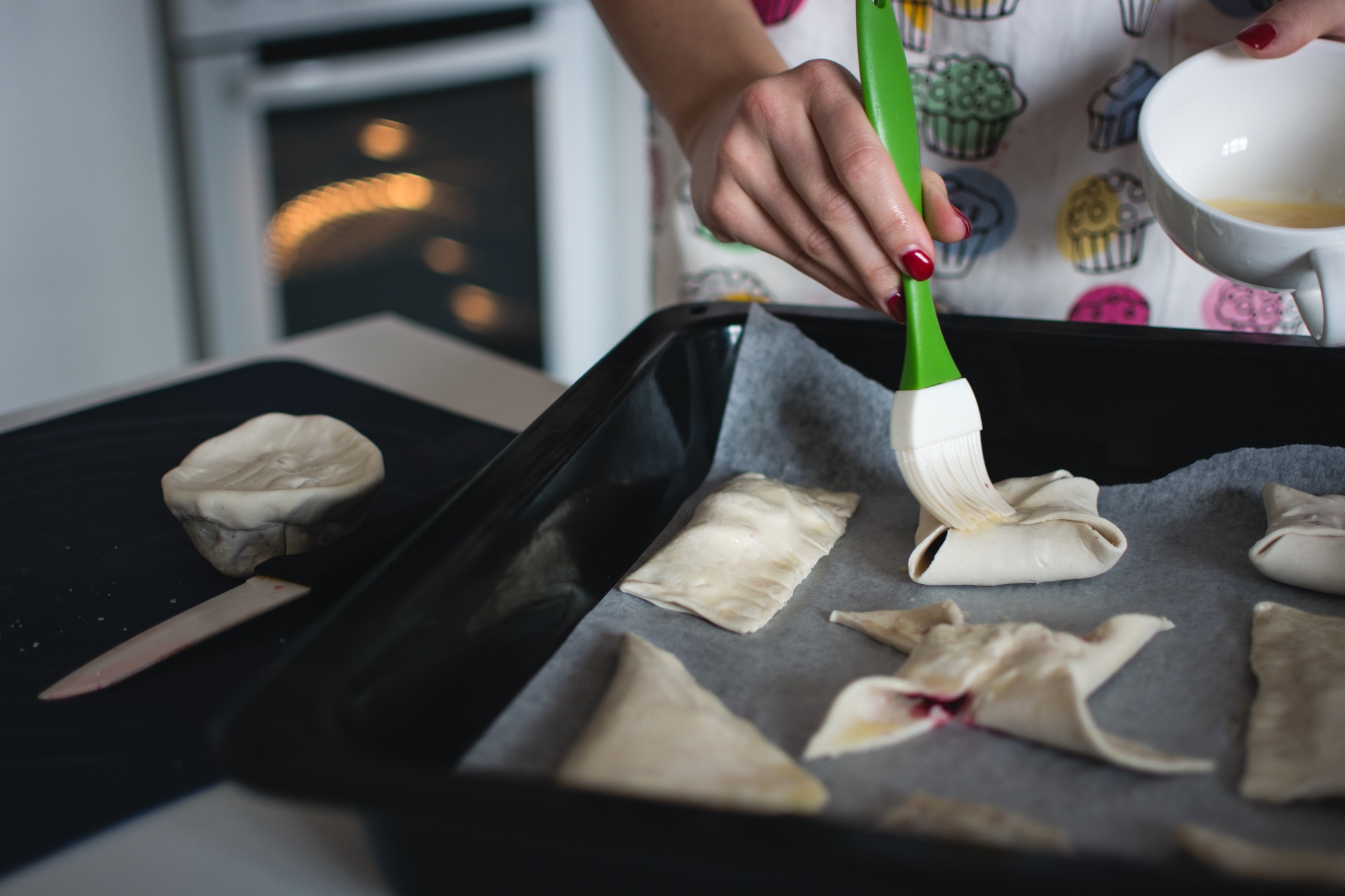 Brushing puff pastry