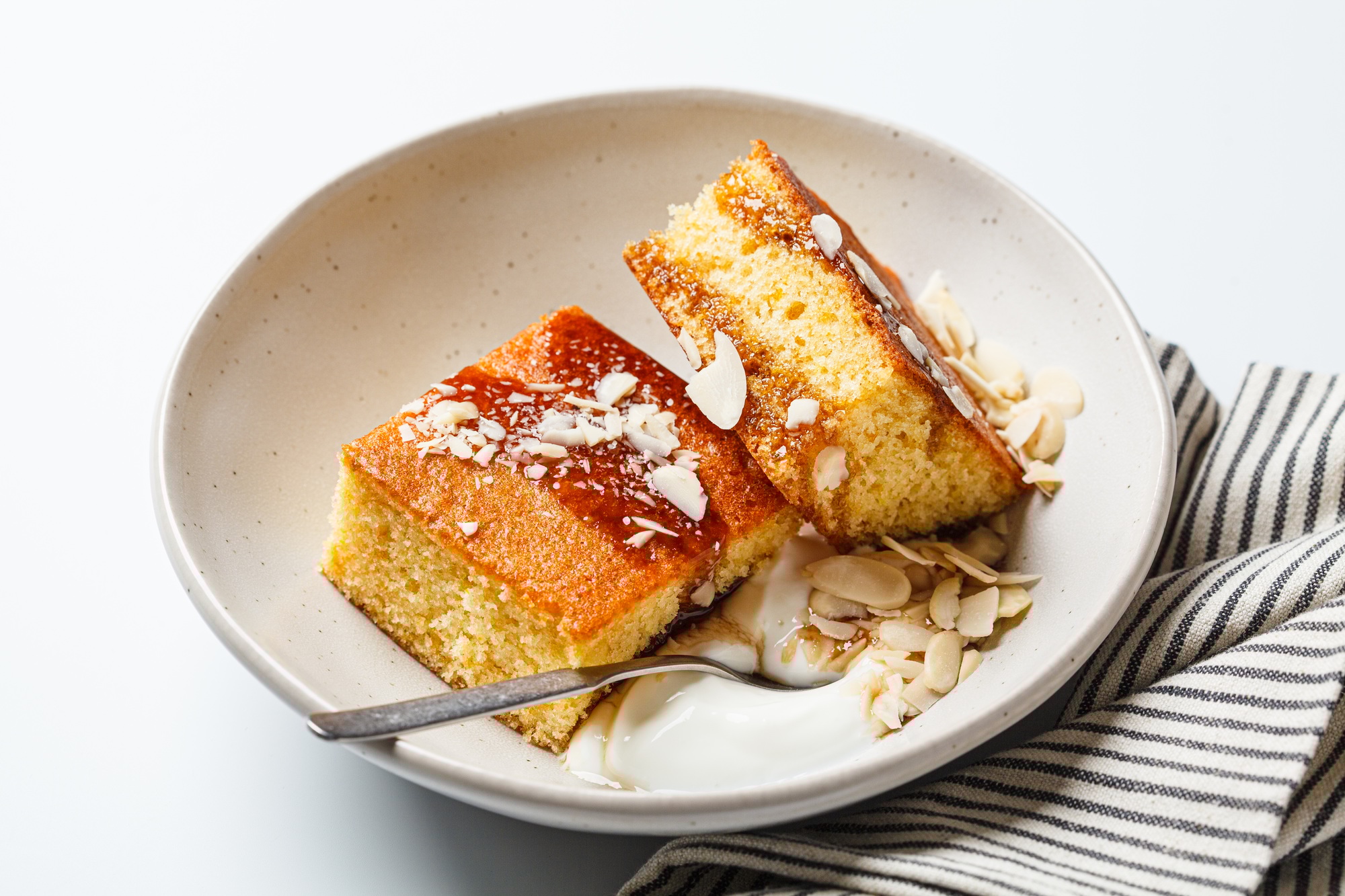 Citrus Israeli cake. Orange pound cake with yogurt, almonds and syrup.
