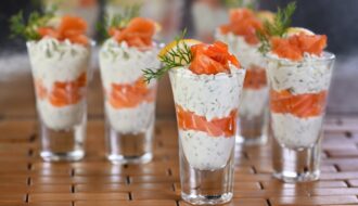 Verrine soft cheese cream and salmon