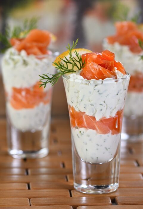 Verrine soft cheese cream and salmon