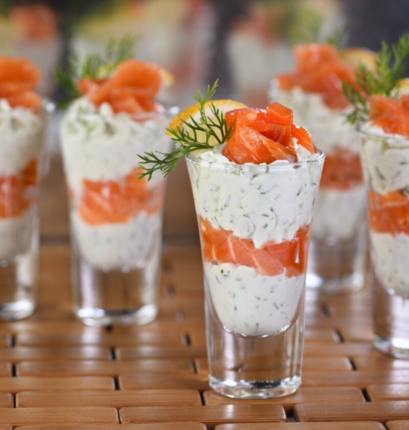 Verrine soft cheese cream and salmon