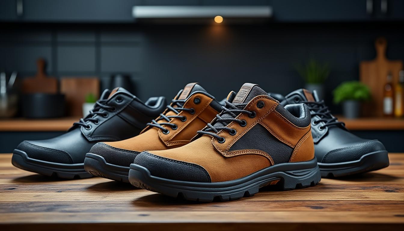 découvrez notre sélection des 5 meilleures chaussures de sécurité pour homme, idéales pour travailler en cuisine. alliez confort, style et protection grâce à des modèles conçus pour résister aux exigences du milieu culinaire.