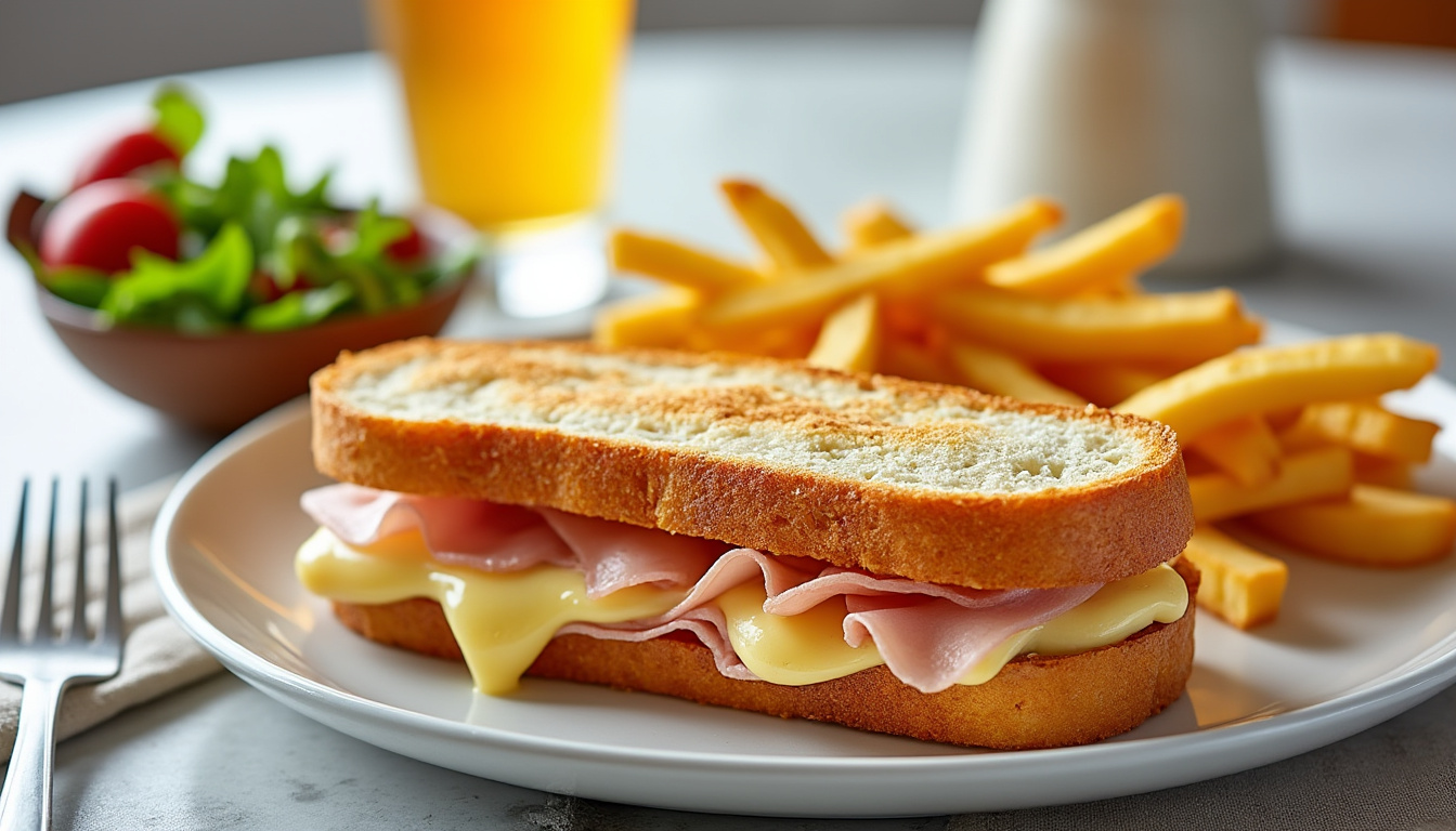 partez à la découverte du croque-monsieur revisité par alain ducasse : une recette gourmande où le croustillant du pain rencontre le fondant du fromage, pour une expérience culinaire raffinée et savoureuse.