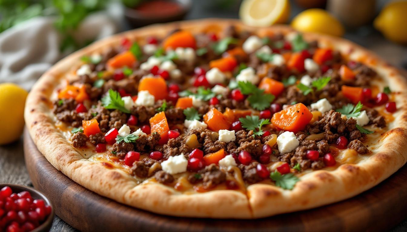 découvrez la pizza à l’orientale, une délicieuse fusion des saveurs authentiques du moyen-orient sur une pâte à pizza croustillante. un voyage gustatif unique qui éveillera vos papilles.