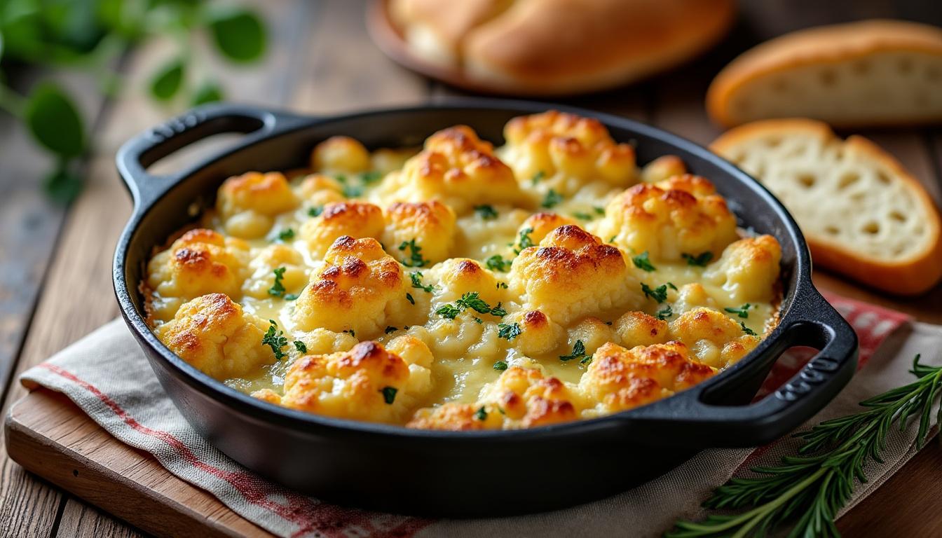 découvrez comment préparer un gratin de choux-fleurs léger et savoureux, sans béchamel, en moins de 30 minutes. une recette facile et rapide pour un plat gourmand et sain.