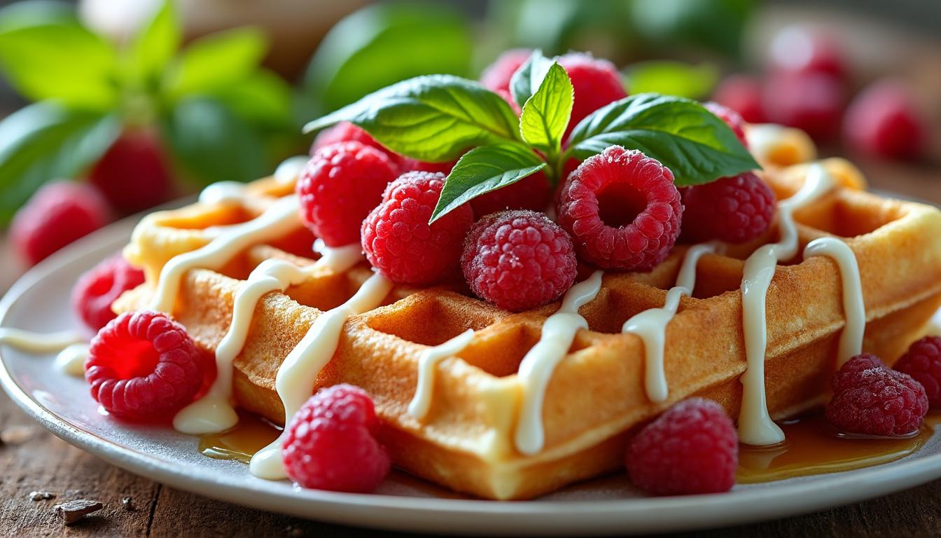 découvrez pourquoi la recette de gaufres au chocolat blanc, framboise et basilic est incontournable, alliant douceur, fraîcheur et originalité pour un dessert ou goûter gourmand et raffiné.