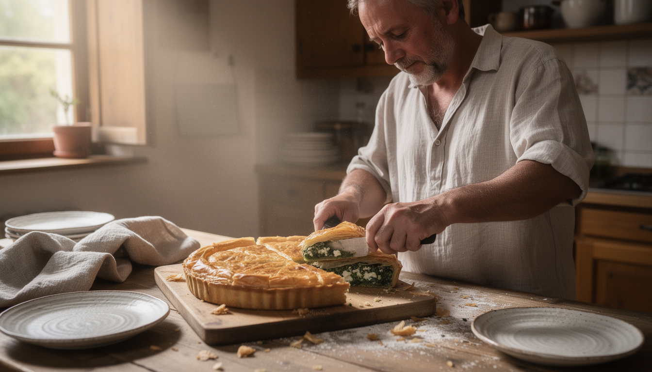 découvrez la recette irrésistible de spanakopita par françois régis gaudry, un délicieux plat grec aux épinards et à la feta, parfait pour toutes les occasions.