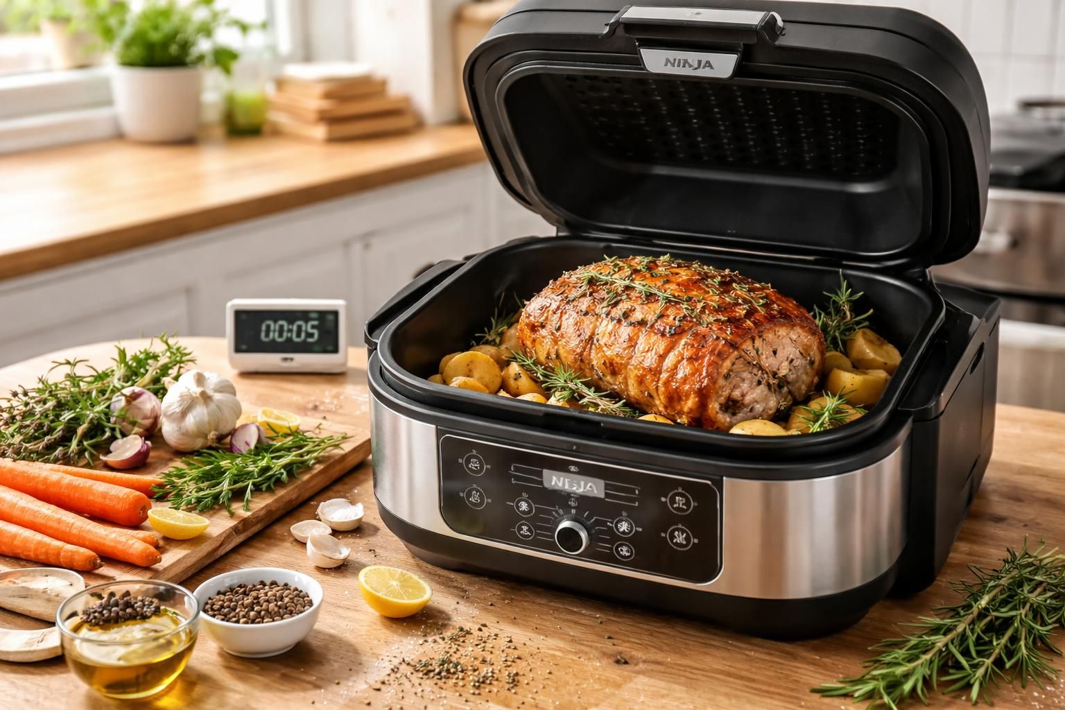 découvrez le temps de cuisson idéal pour un rôti de porc parfait à l'air fryer ninja, accompagné de conseils pratiques et astuces pour réussir votre recette à tous les coups.