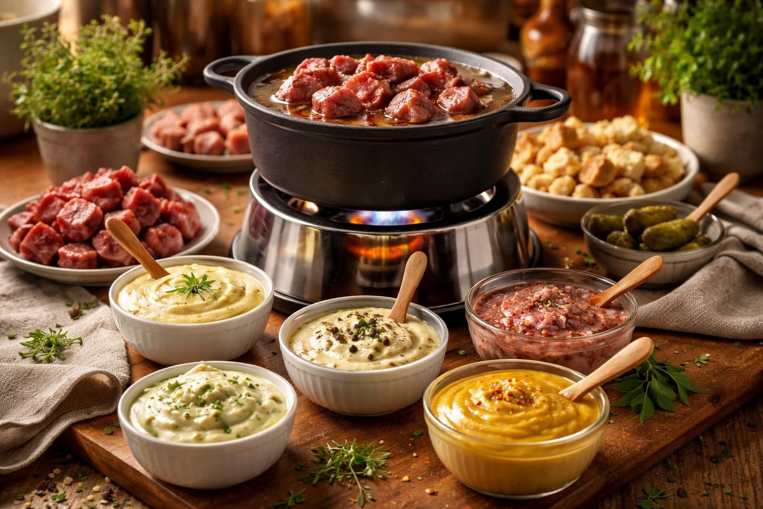 découvrez les meilleures recettes maison de sauces pour accompagner votre fondue bourguignonne et régalez vos invités avec des saveurs incontournables.