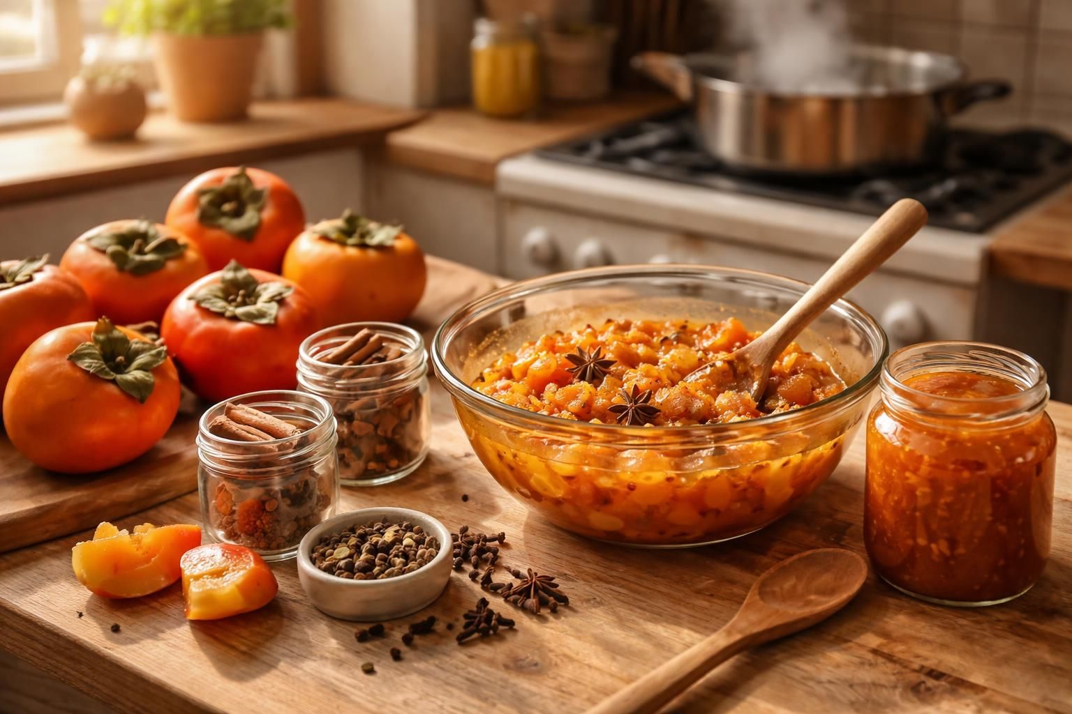 apprenez à préparer une délicieuse confiture de kaki et épices maison avec notre recette simple et savoureuse. parfaite pour égayer vos petits-déjeuners et goûters !