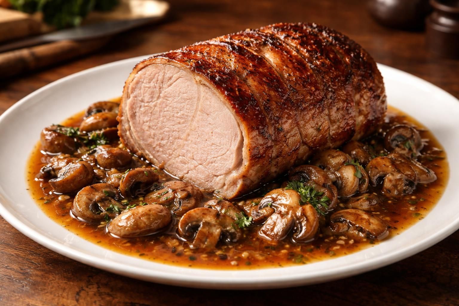 découvrez comment préparer un rôti de porc tendre au cookeo accompagné d'un fond de veau riche en saveurs et de champignons délicieux pour un repas gourmand et rapide.