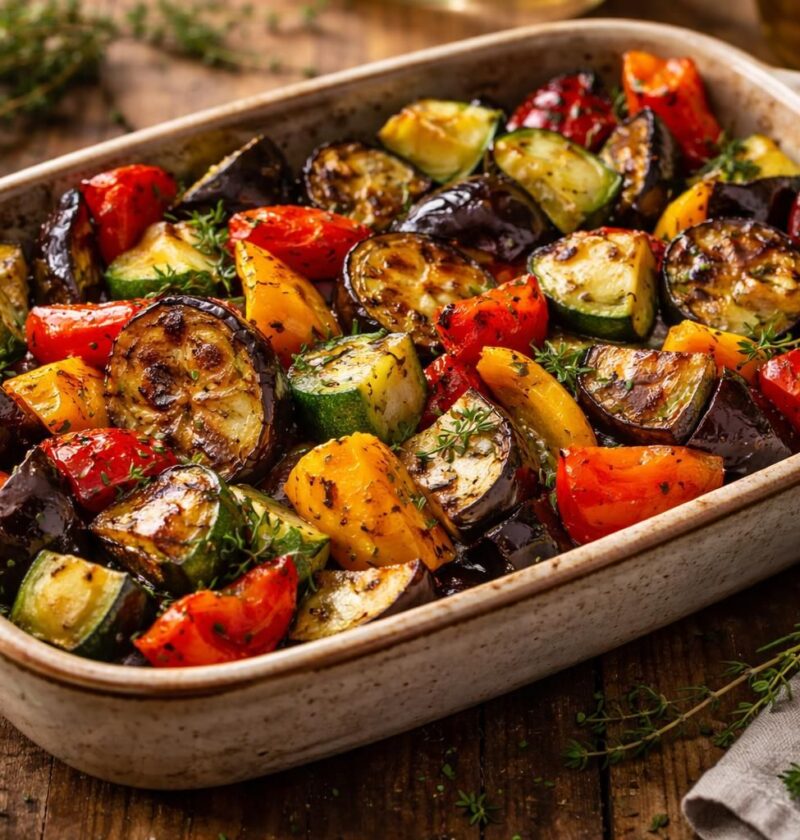 découvrez nos recettes savoureuses d'aubergines, courgettes et poivrons au four, pour sublimer la magie des légumes rôtis et régaler vos papilles.