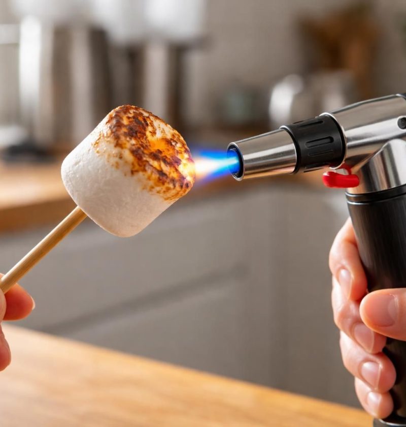 découvrez comment griller vos chamallows facilement et rapidement avec un chalumeau de cuisine, pour des friandises délicieusement dorées et fondantes.