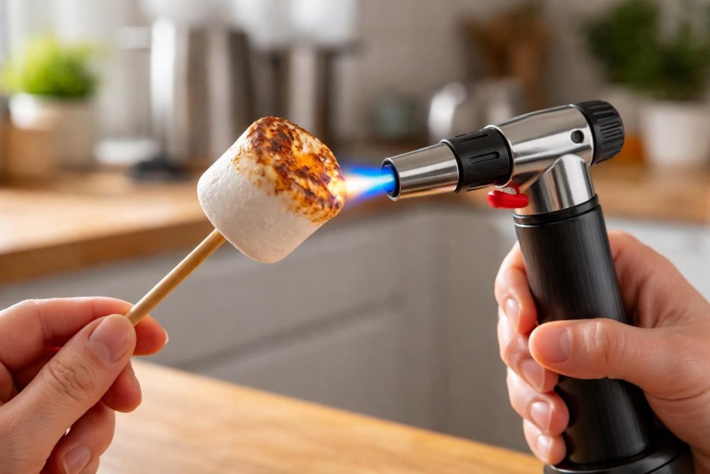 découvrez comment griller vos chamallows facilement et rapidement avec un chalumeau de cuisine, pour des friandises délicieusement dorées et fondantes.