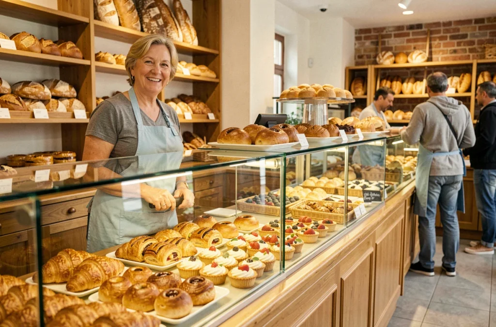 Accueil chaleureux au comptoir de la Boulangerie Pâtisserie Guyon à Blois avec ses viennoiseries du quotidien