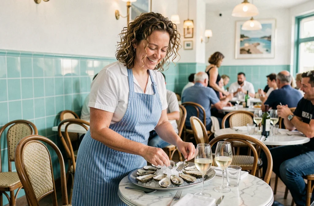 Plateau de fruits de mer et ambiance maritime du restaurant L'Abissiou aux Sables-d'Olonne