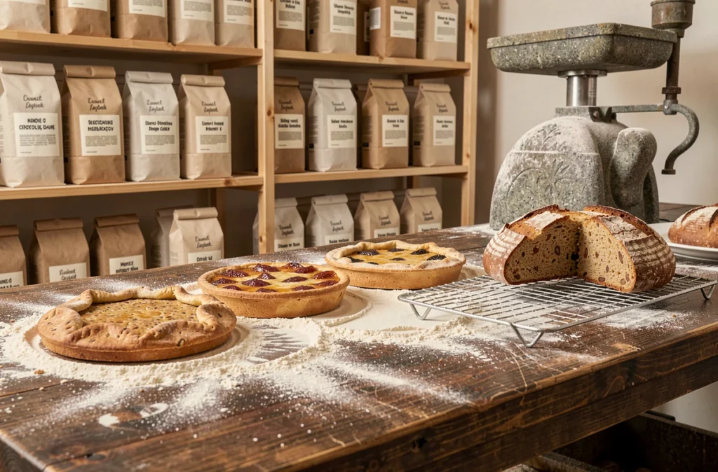 Atelier pâtissier de La Pierre qui Tourne avec des créations rustiques à base de farines meunières artisanales
