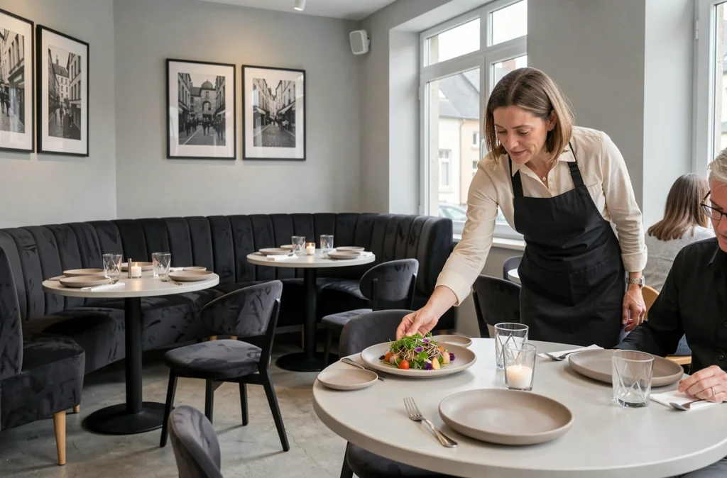 Salle contemporaine du restaurant Les Reflets à La Roche-sur-Yon